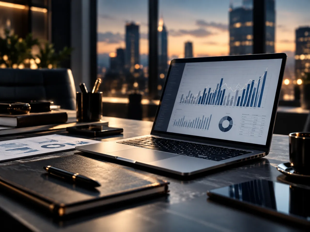 Laptop, charts
